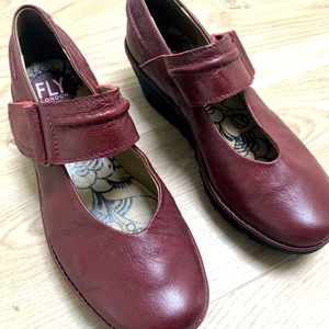 Fly London Dark Red Wedge Shoes WORN TWICE